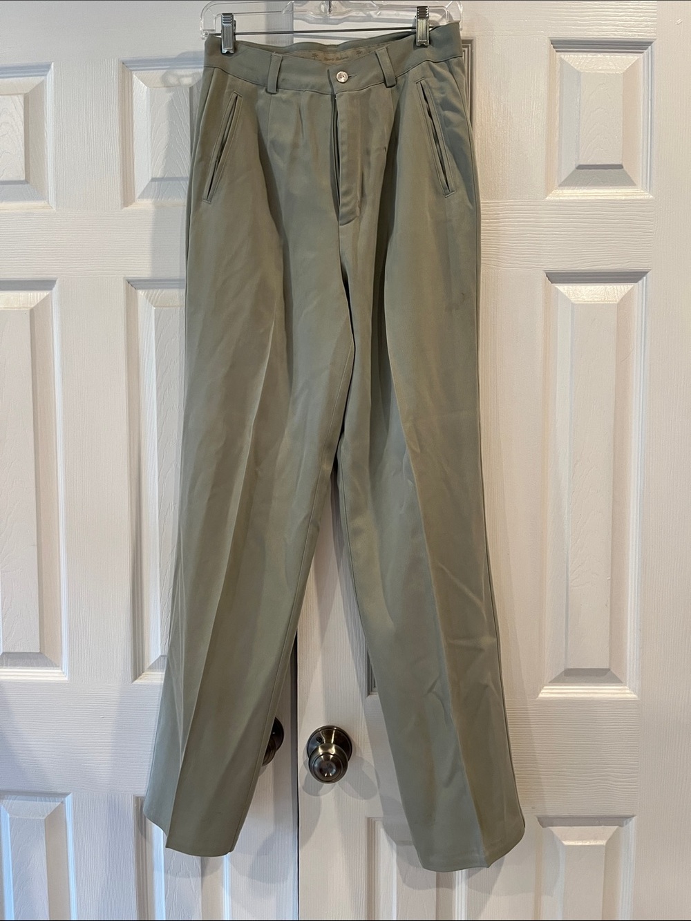 Vintage silk Tommy Bahama Pleated Chinos in Olive Green
